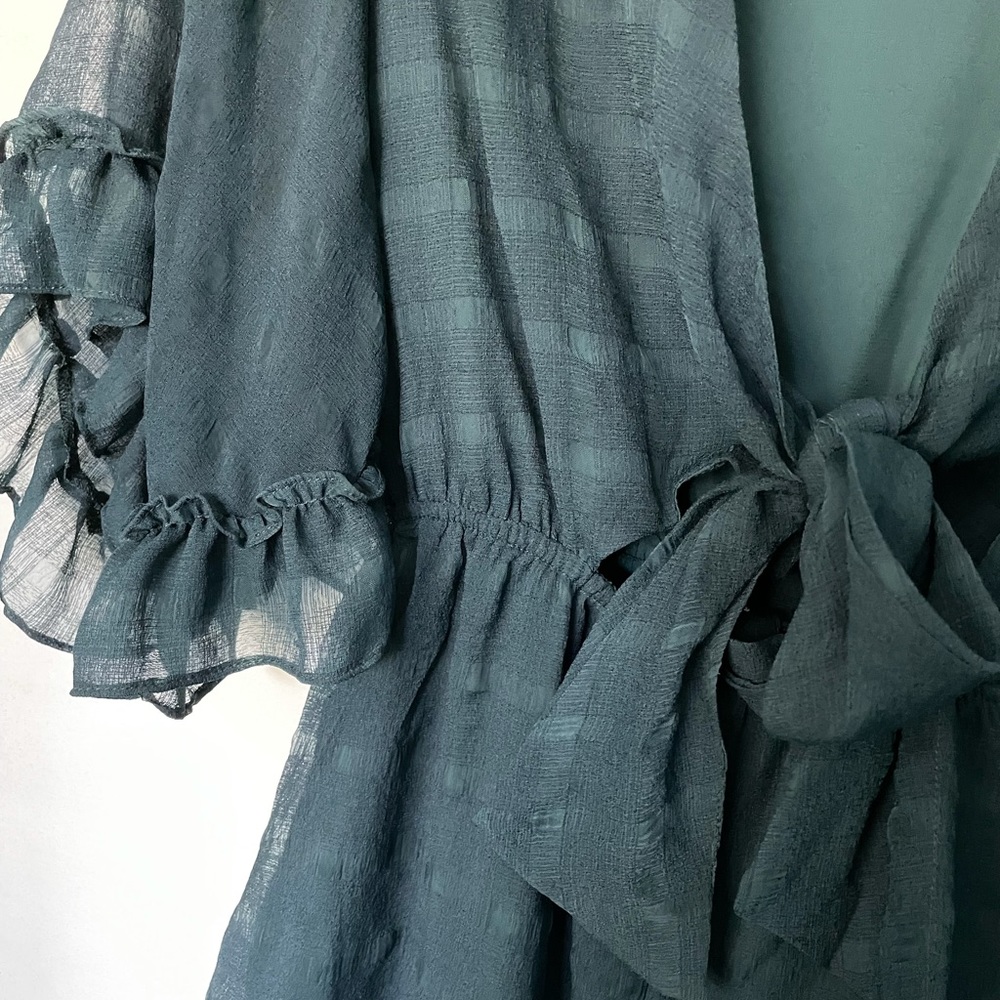Hello Molly Teal Ruffle Romper - Picture 5 of 6